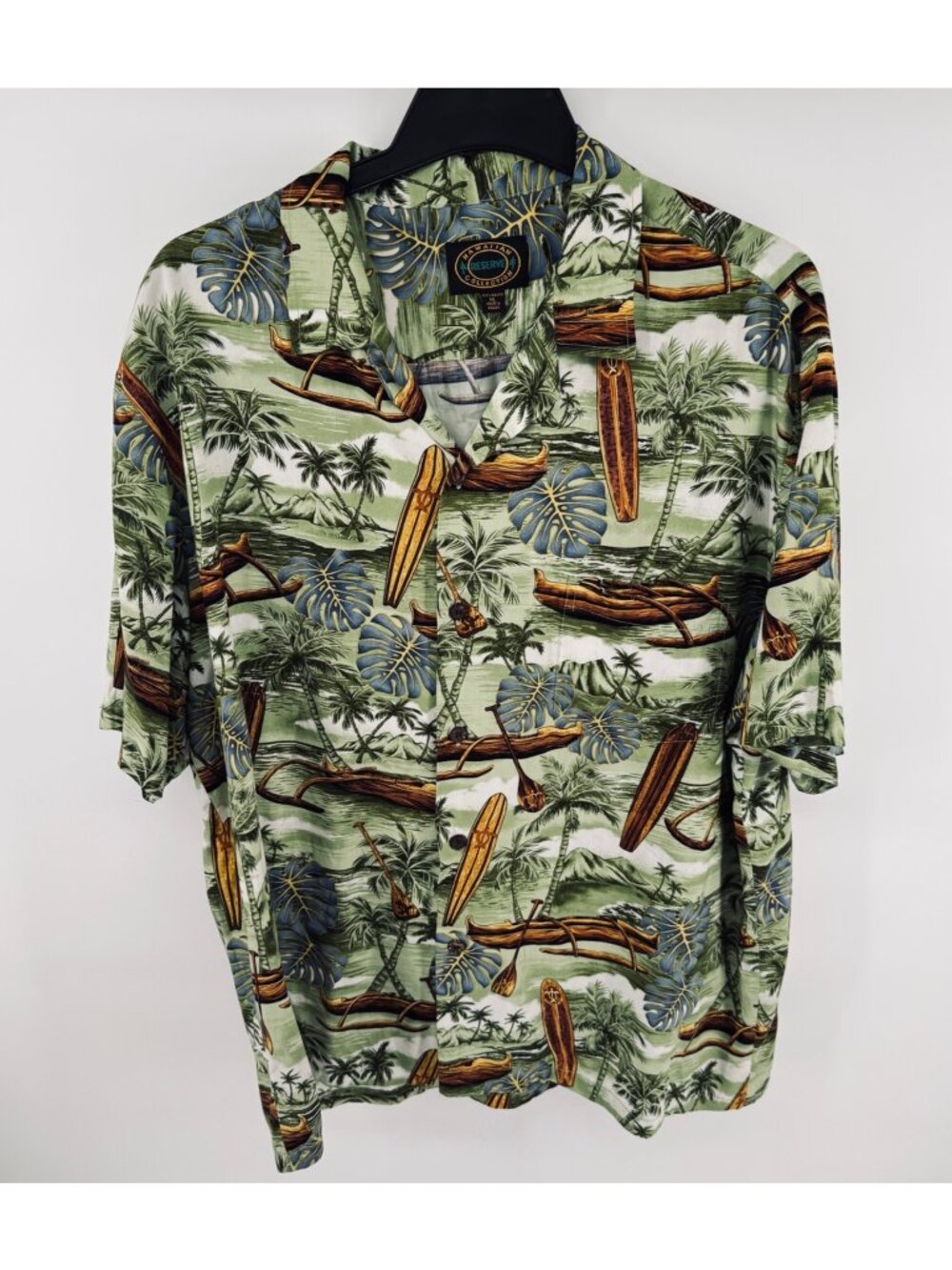 Hawaiian Reserve Collection Shirt Mens Size XL Green Tropical Print Outrigger